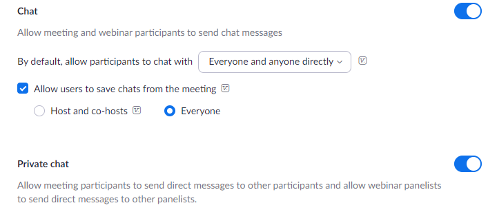 Zoom Chat Settings